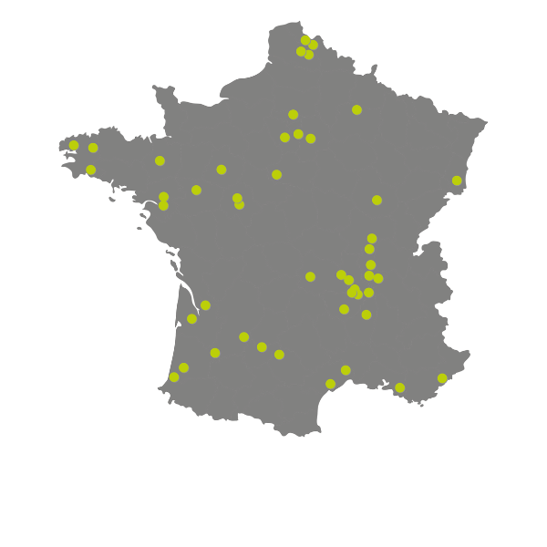 Carte de France des agences TOMA Intérim