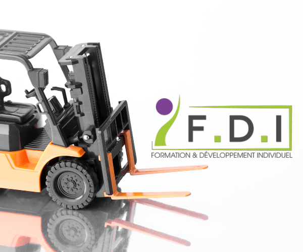 Chariot élévateur à coté du logo FDI