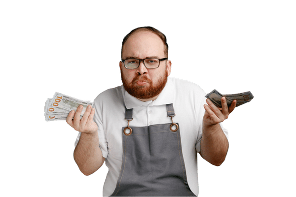 Ouvrier ayant des billets dans les mains